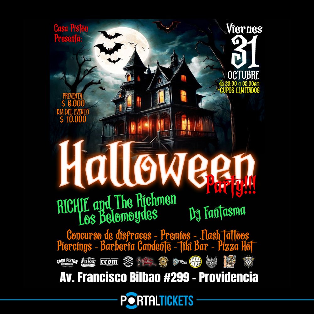 LOS BELOMOYDES: Flyer HALLOWEEN PARTY EN CASA PISTÓN