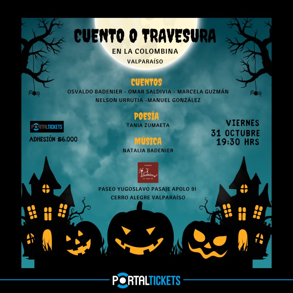 MANUEL GONZALEZ: Flyer CUENTO O TRAVESURA EN LA COLOMBINA, VALPARAÍSO