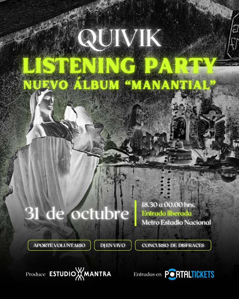 QUIVIK: Flyer LISTENING PARTY ALBUM MANANTIAL